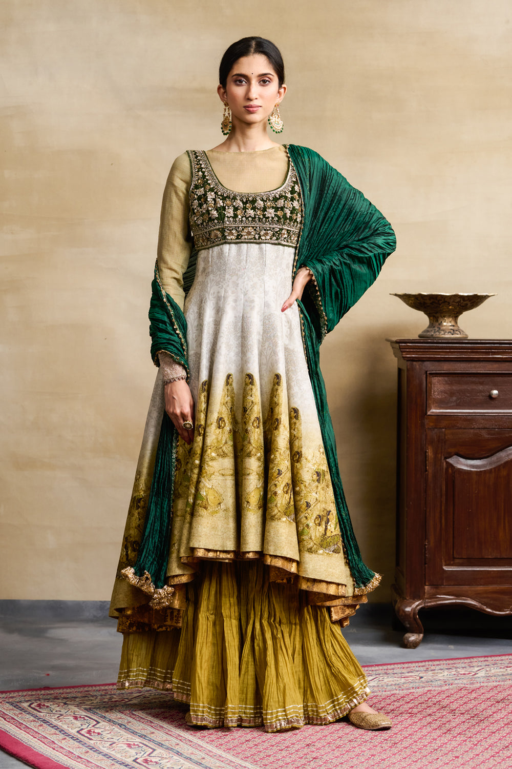 Mehendi Green Anarkali Set