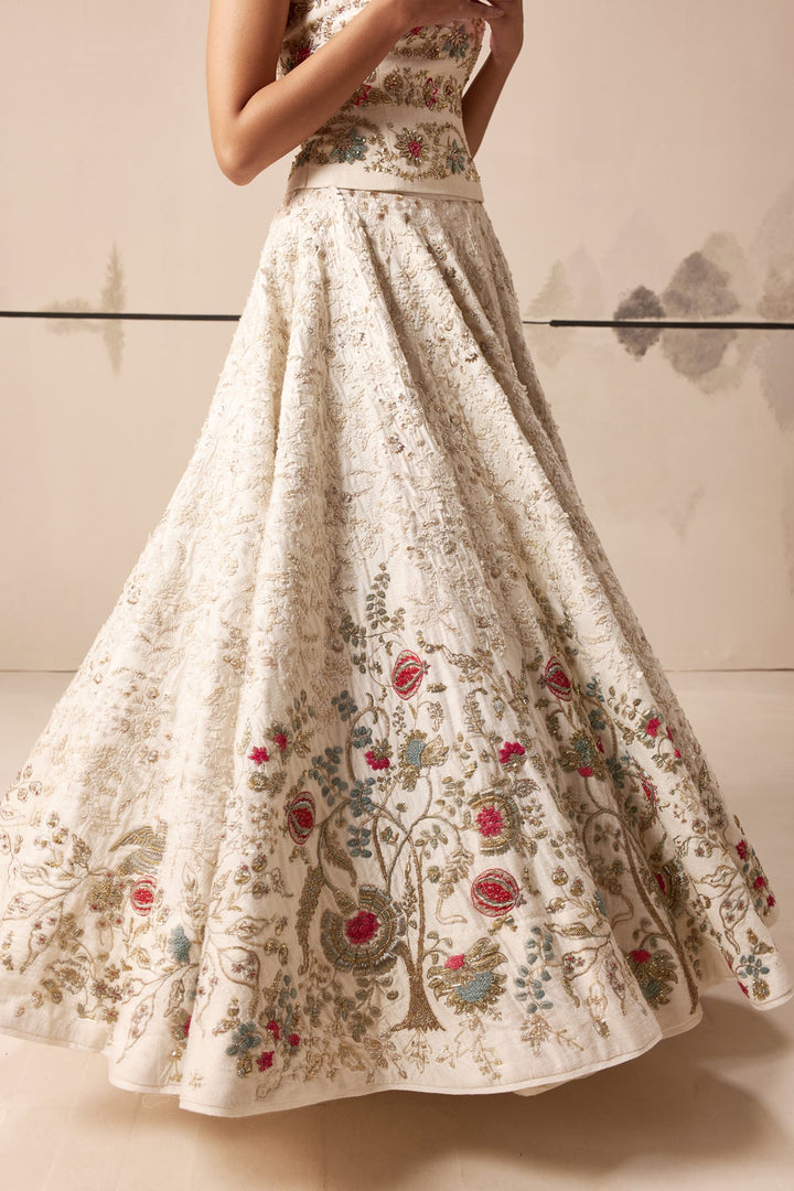 Ivory Embroidered Lehenga Set