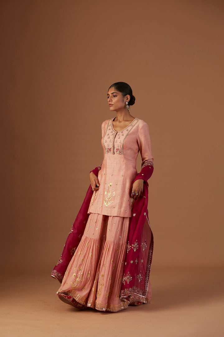 Old Rose Embroidered Kurta Set