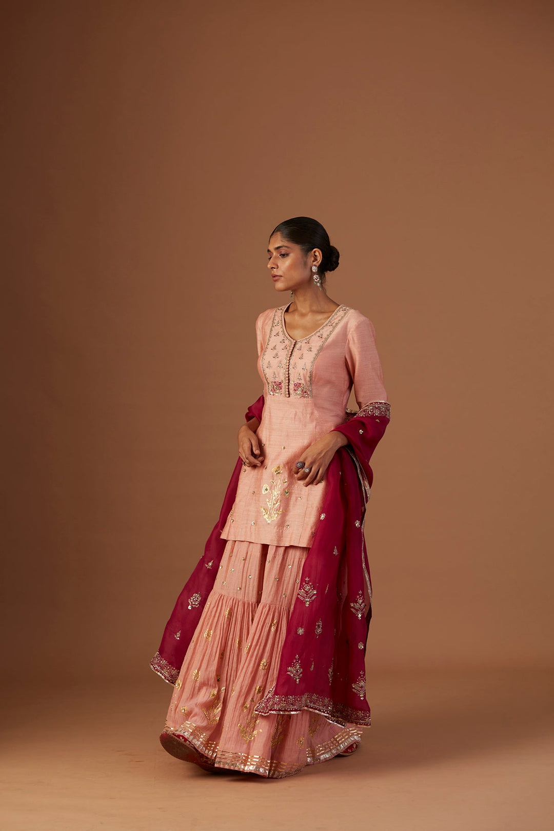 Old Rose Embroidered Kurta Set