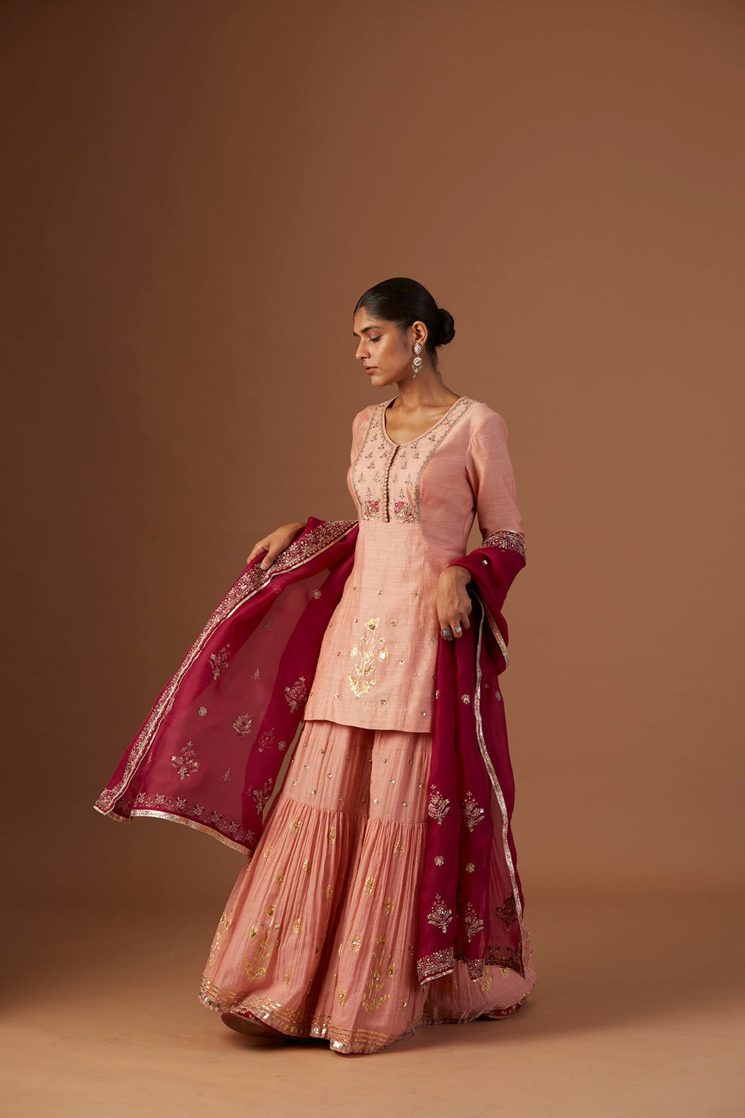 Old Rose Embroidered Kurta Set