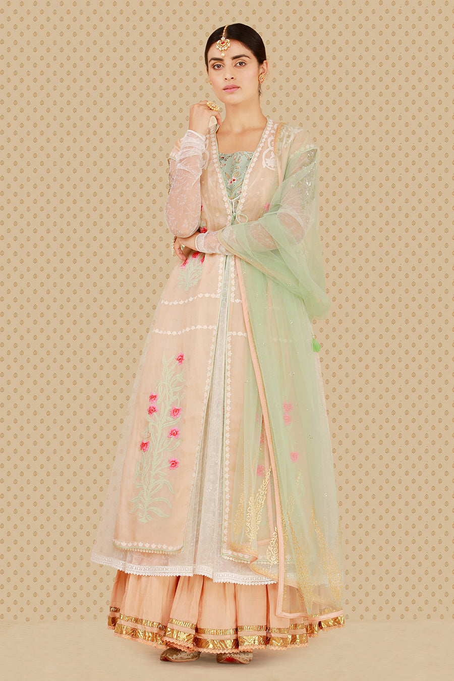 Exquisite Embroidered Jacket,Angrakha, Kurta,Sharara & Dupatta Set