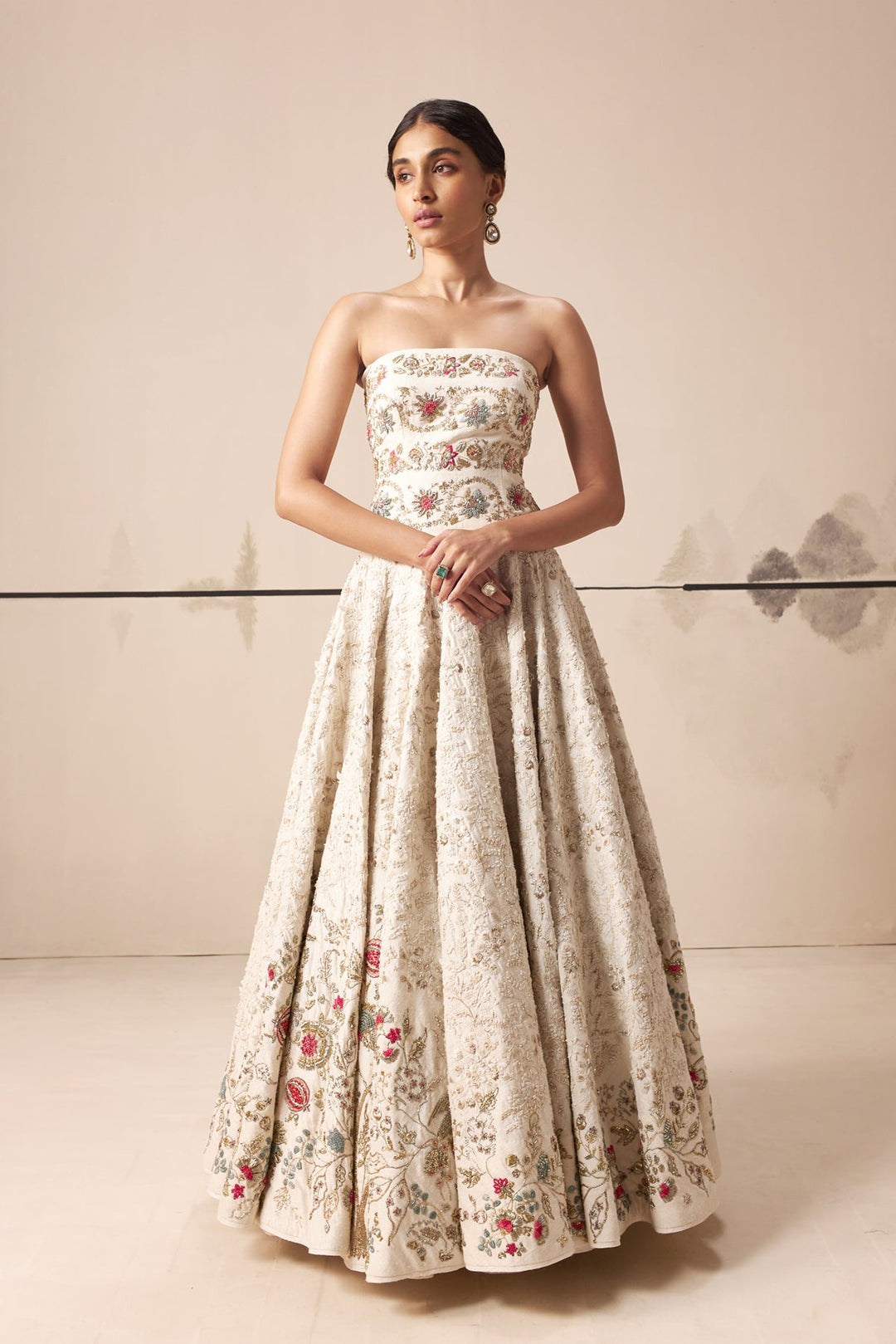 Ivory Embroidered Lehenga Set