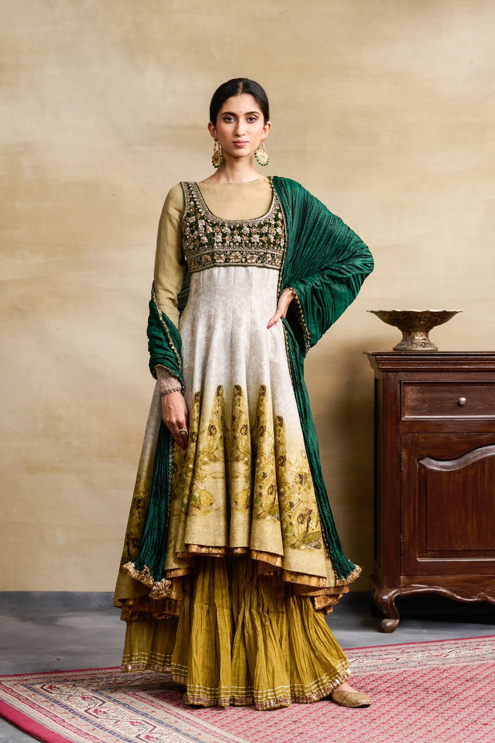 Mehendi Green Anarkali Set