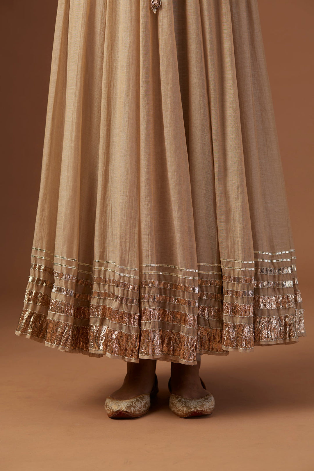 Toosh Tissue Anarkali Paired With Churidaar And Dupatta