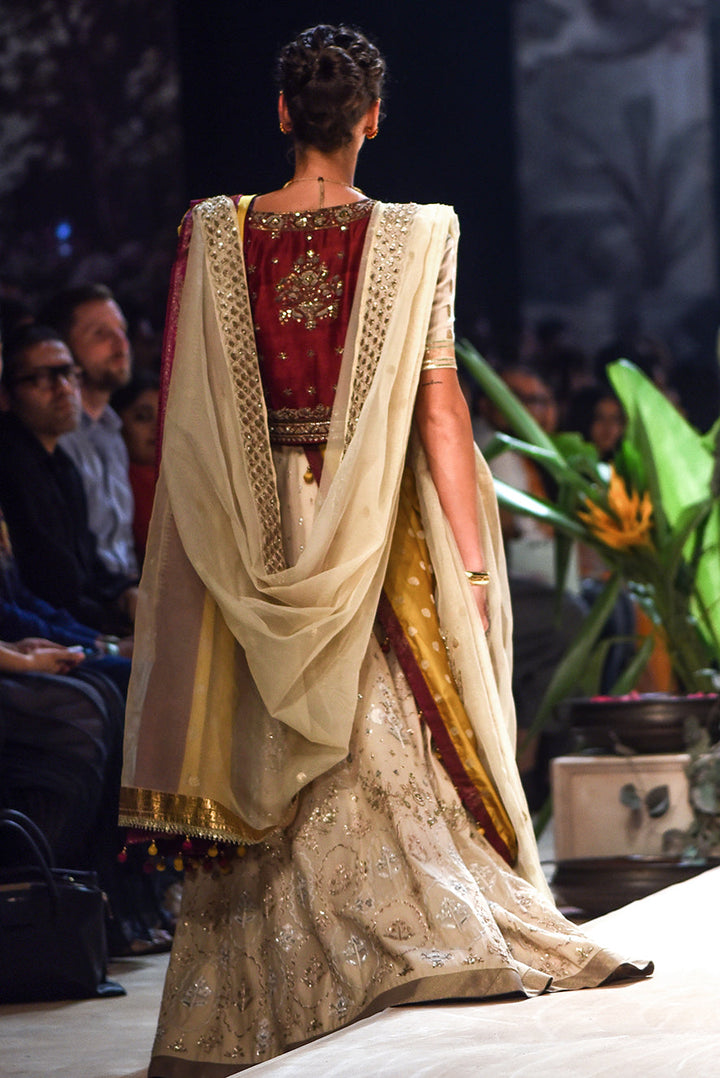 Chandan Silk Tissue Embroidered Lehenga