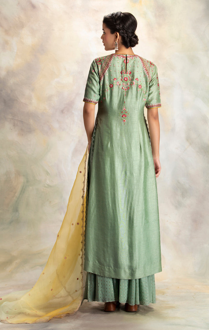 Fascinating Sage Green Embroidered Kurta Set