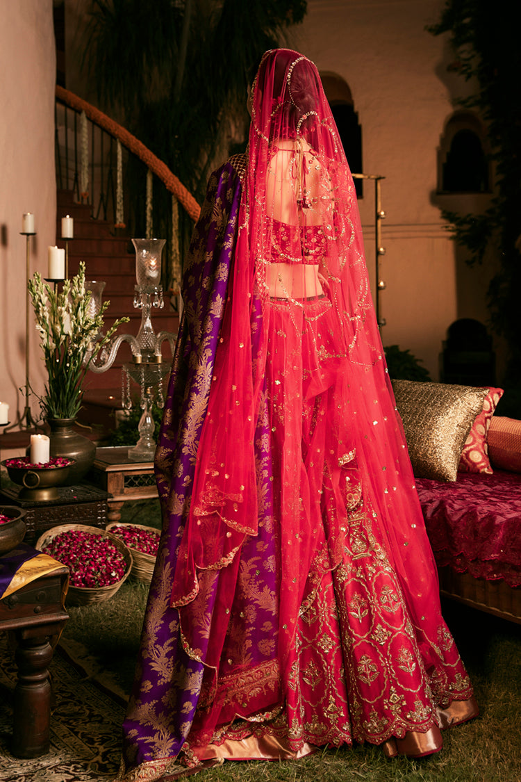 Kanika-W Red Silk Dupion Embroidered Double Layered Lehenga Set