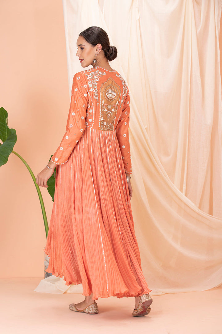 Peach Jacket With Kurta And Dhoti