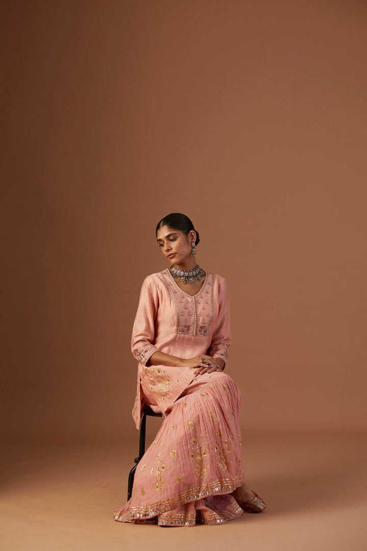 Old Rose Embroidered Kurta Set