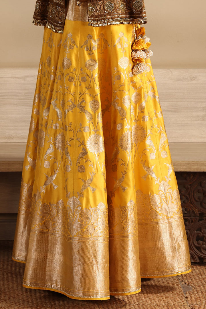 Amber Glow Banarasi Brocade Embroidered Lehenga (1 PC)