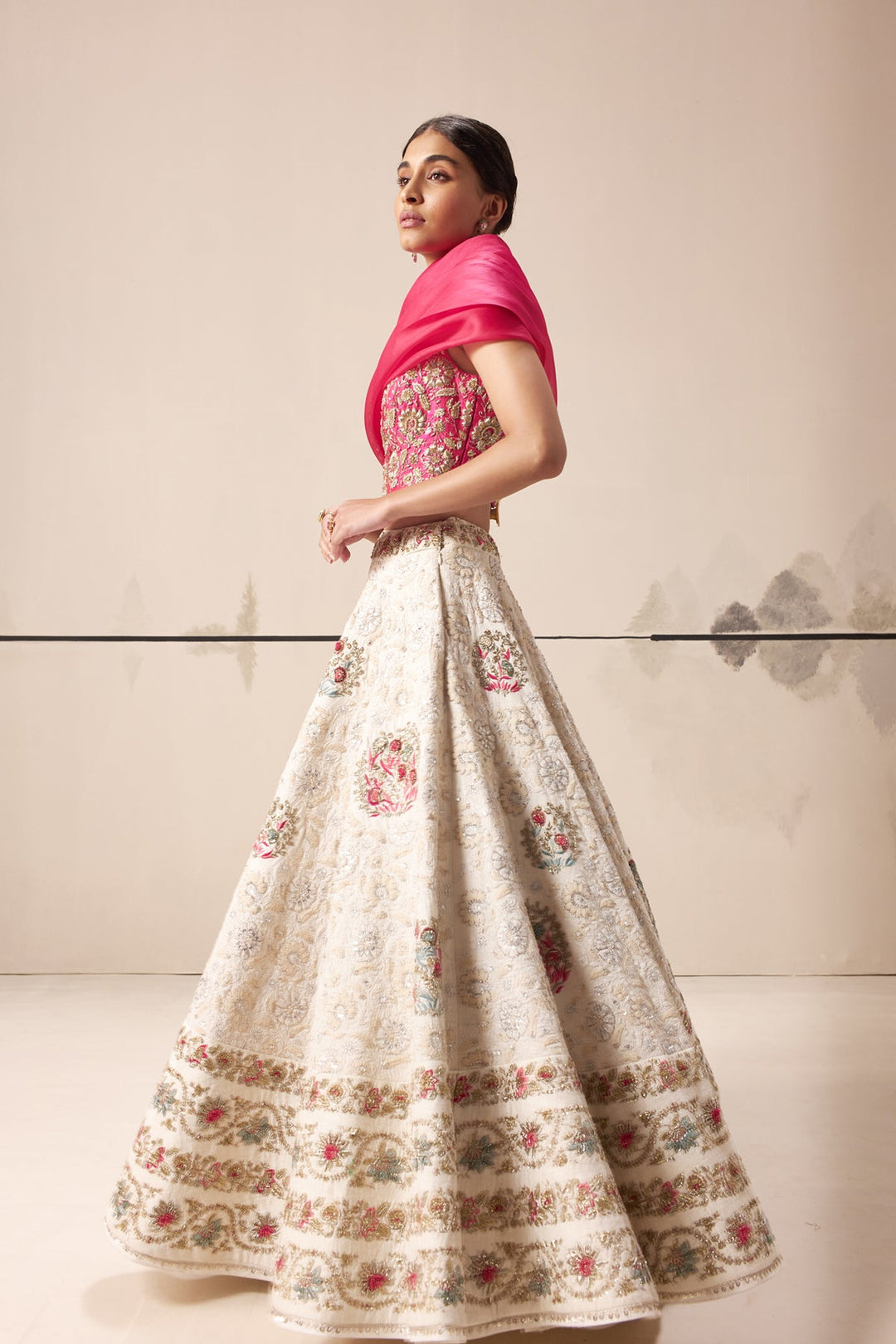 Ivory Floral Lehenga