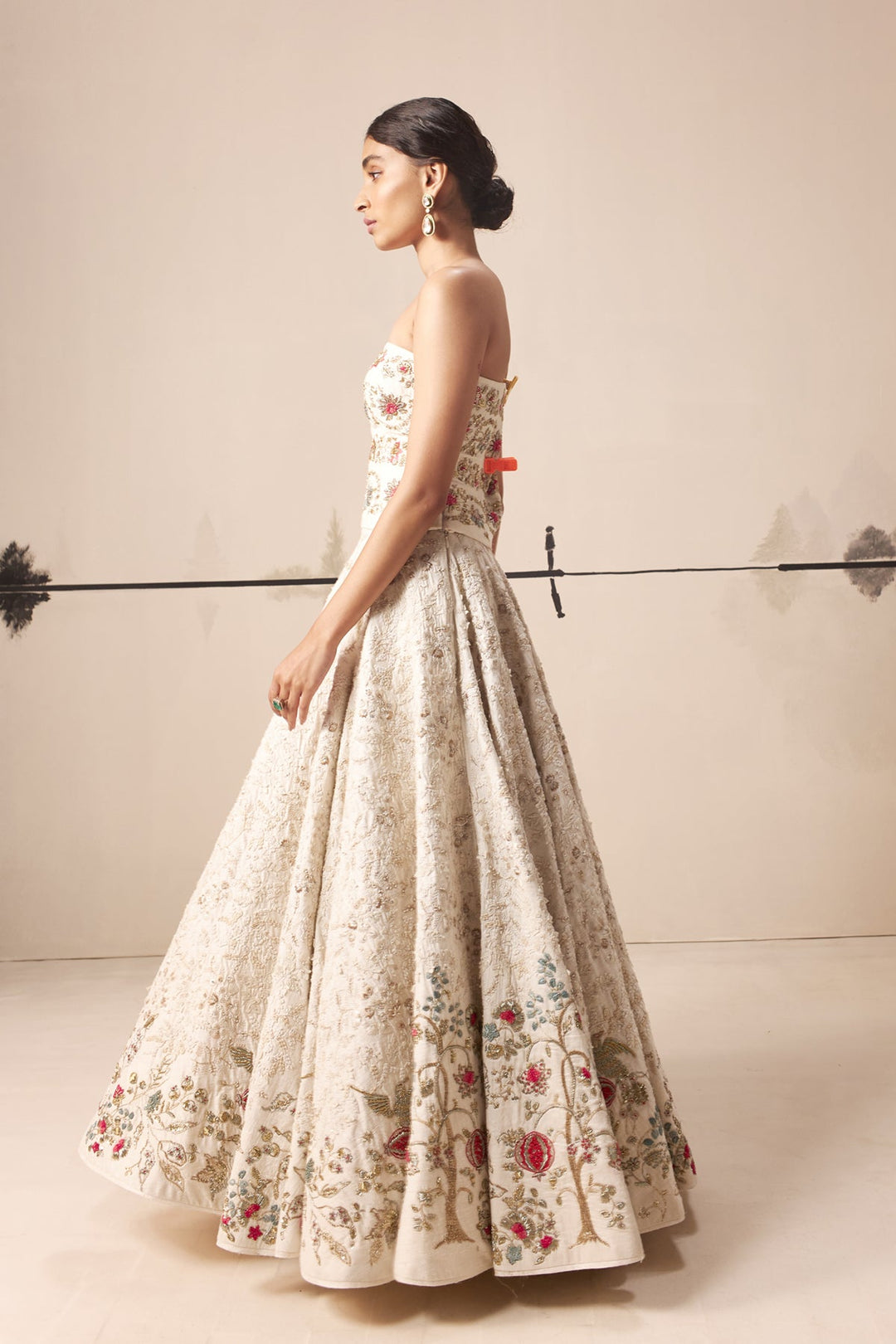 Ivory Embroidered Lehenga Set