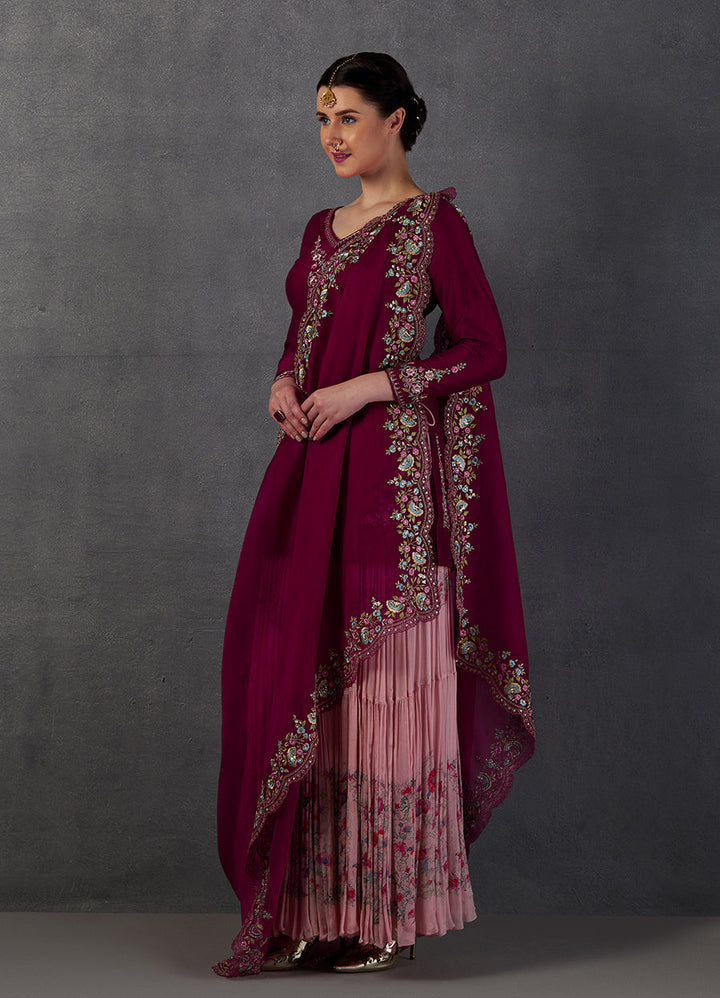 Falsa Chanderi Embroidered Kurta Set