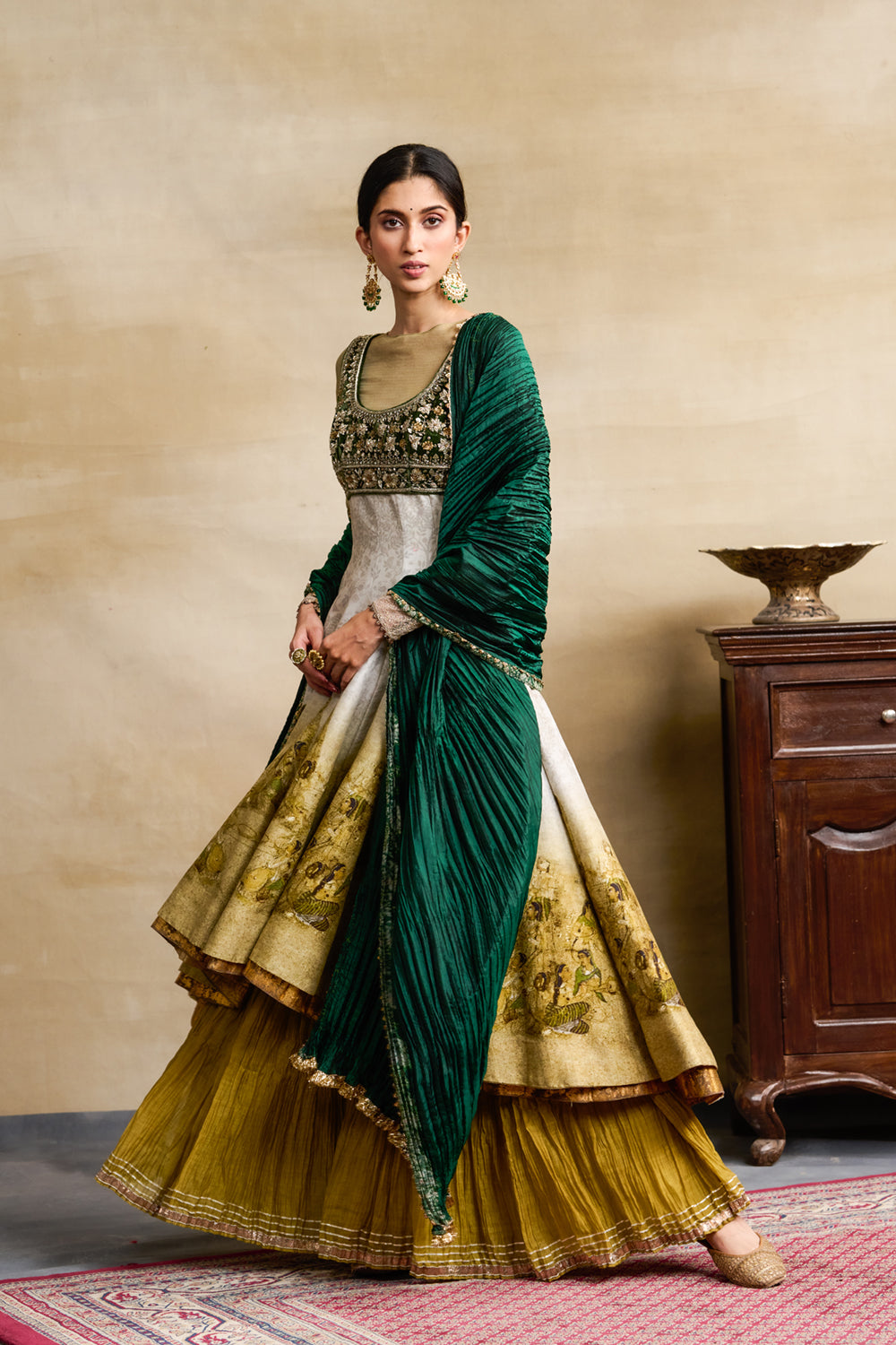 Mehendi Green Anarkali Set