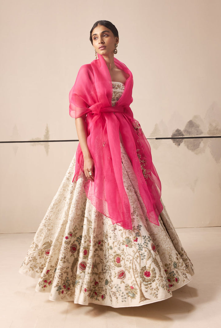 Ivory Embroidered Lehenga Set