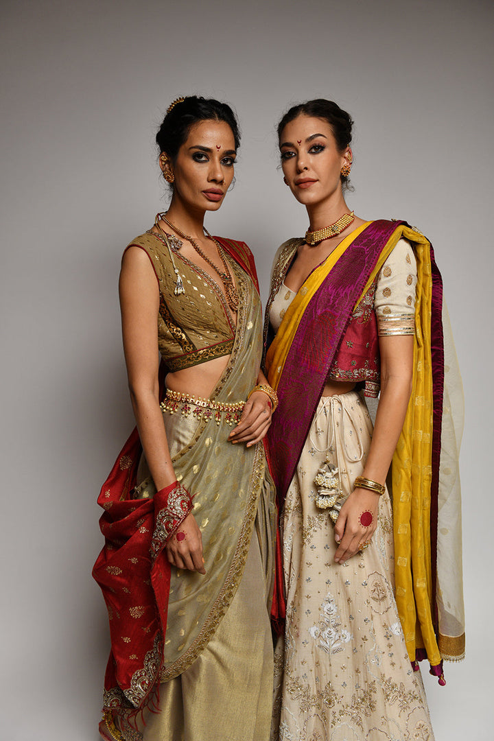 Chandan Silk Tissue Embroidered Lehenga