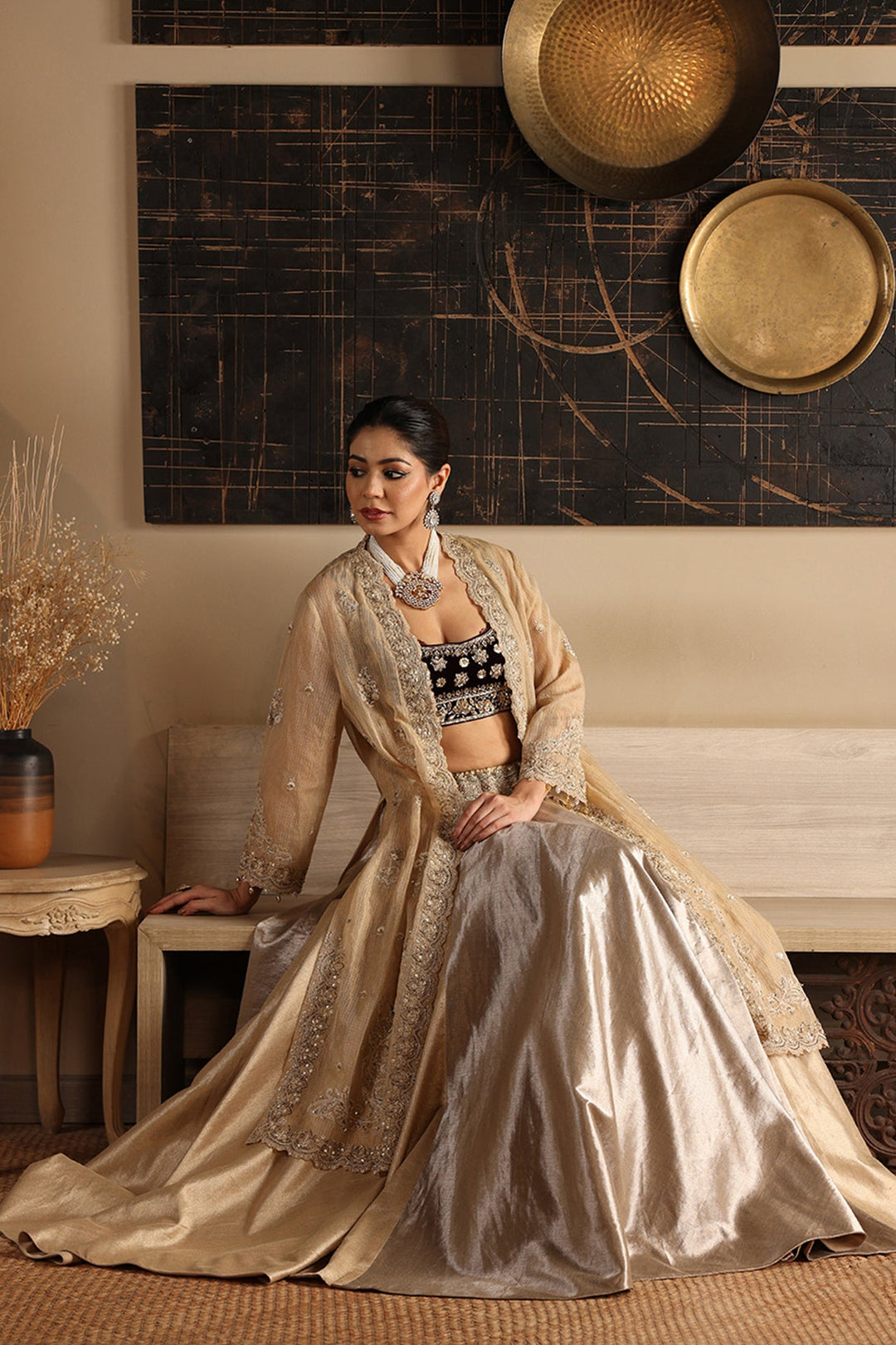 Silver & Gold Lehenga Set (3 PCS)