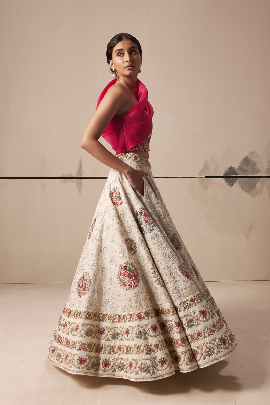 Ivory Floral Lehenga