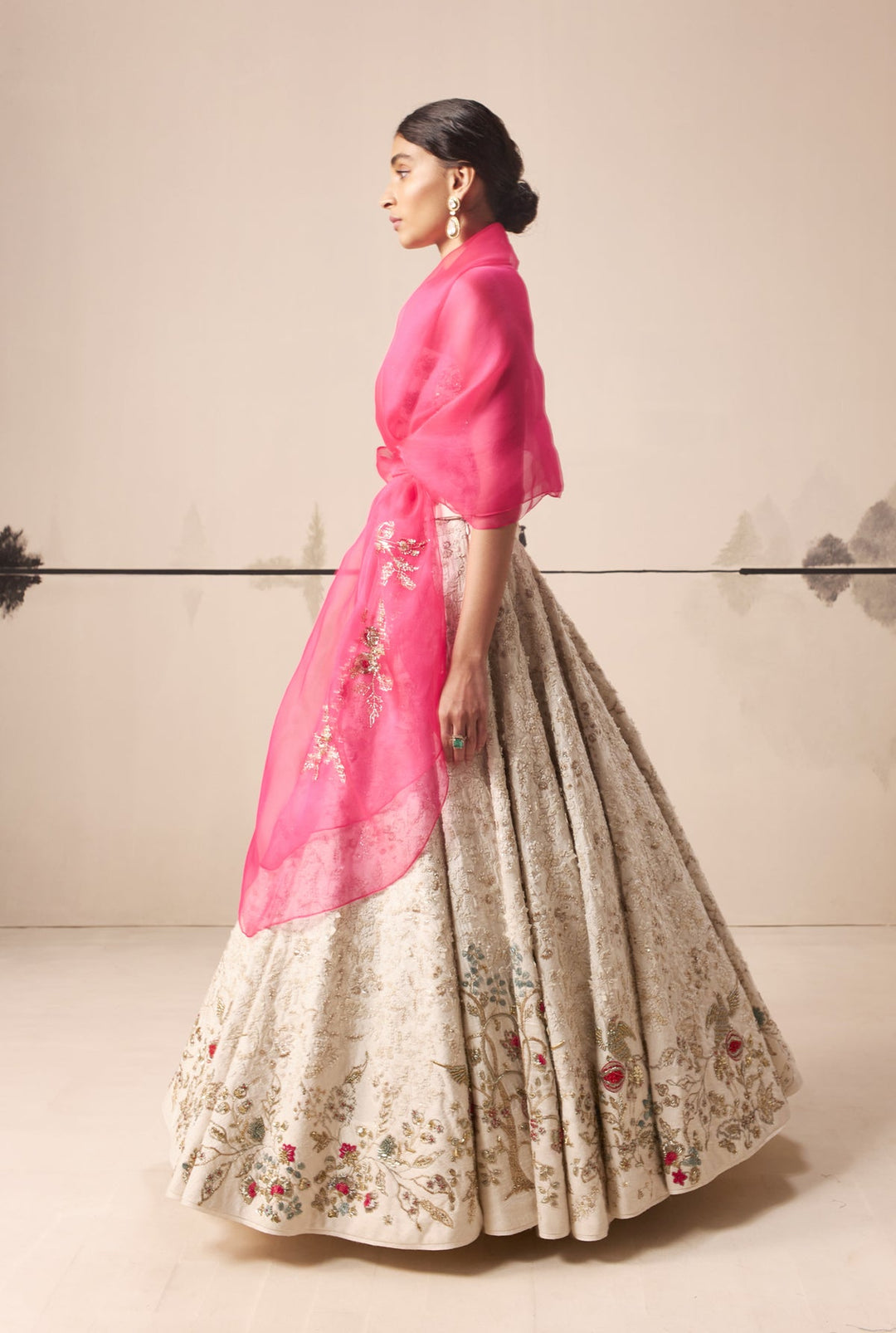 Ivory Embroidered Lehenga Set