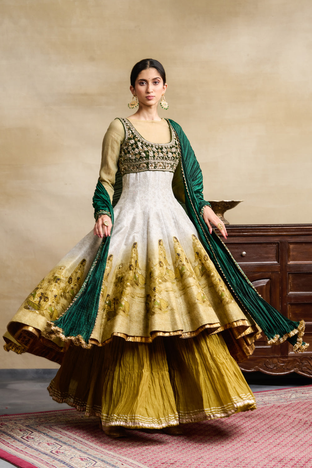 Mehendi Green Anarkali Set