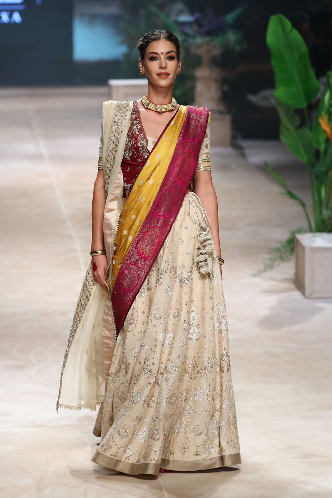 Chandan Silk Tissue Embroidered Lehenga