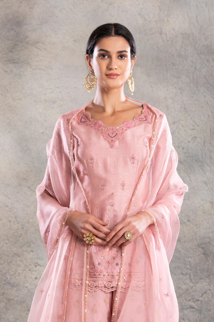 Old Rose Kurti With Sharara And Matching Dupatta