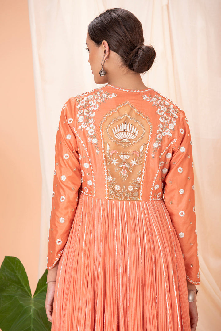 Peach Jacket With Kurta And Dhoti