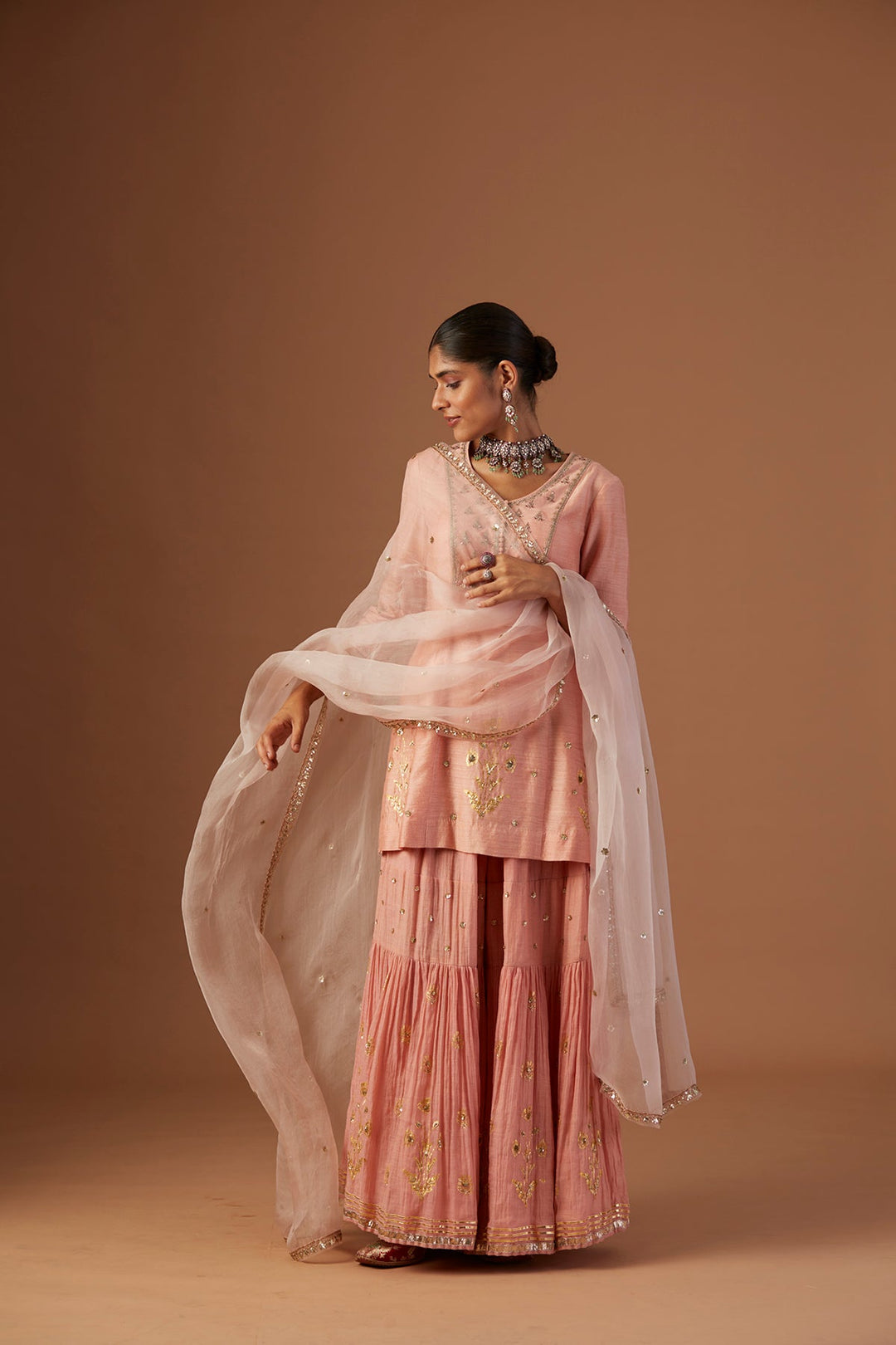 Old Rose Embroidered Kurta Set