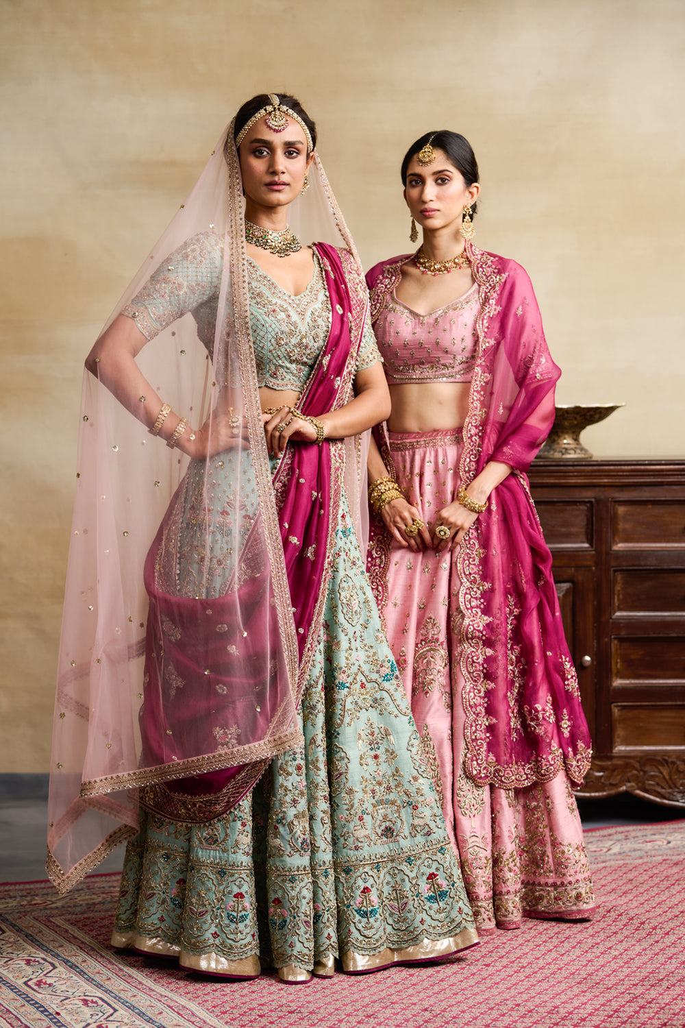 Old Rose Embroidered Lehenga Set