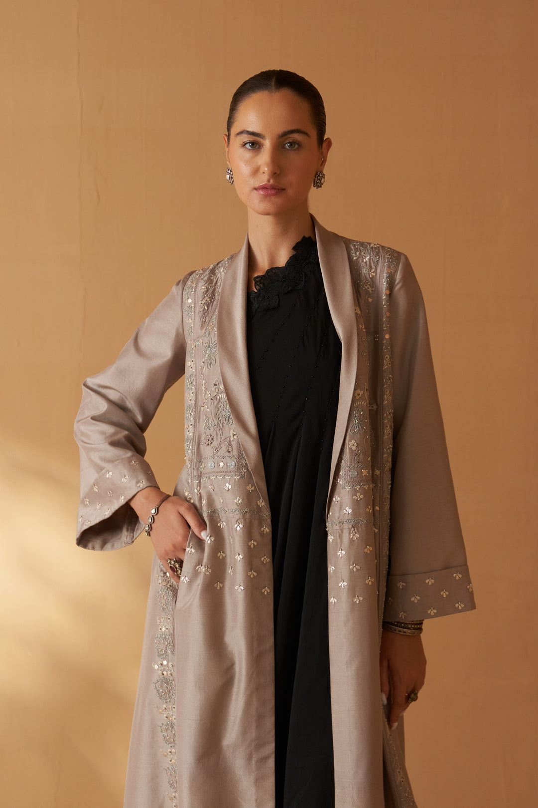 Toosh Silk Dori Embroidered Classic Jacket