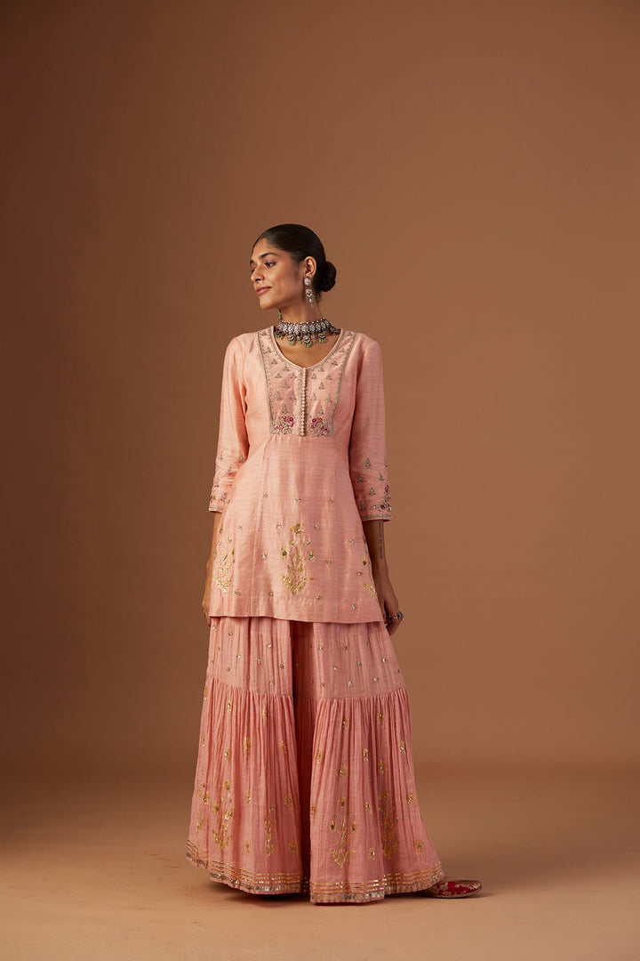 Old Rose Embroidered Kurta Set