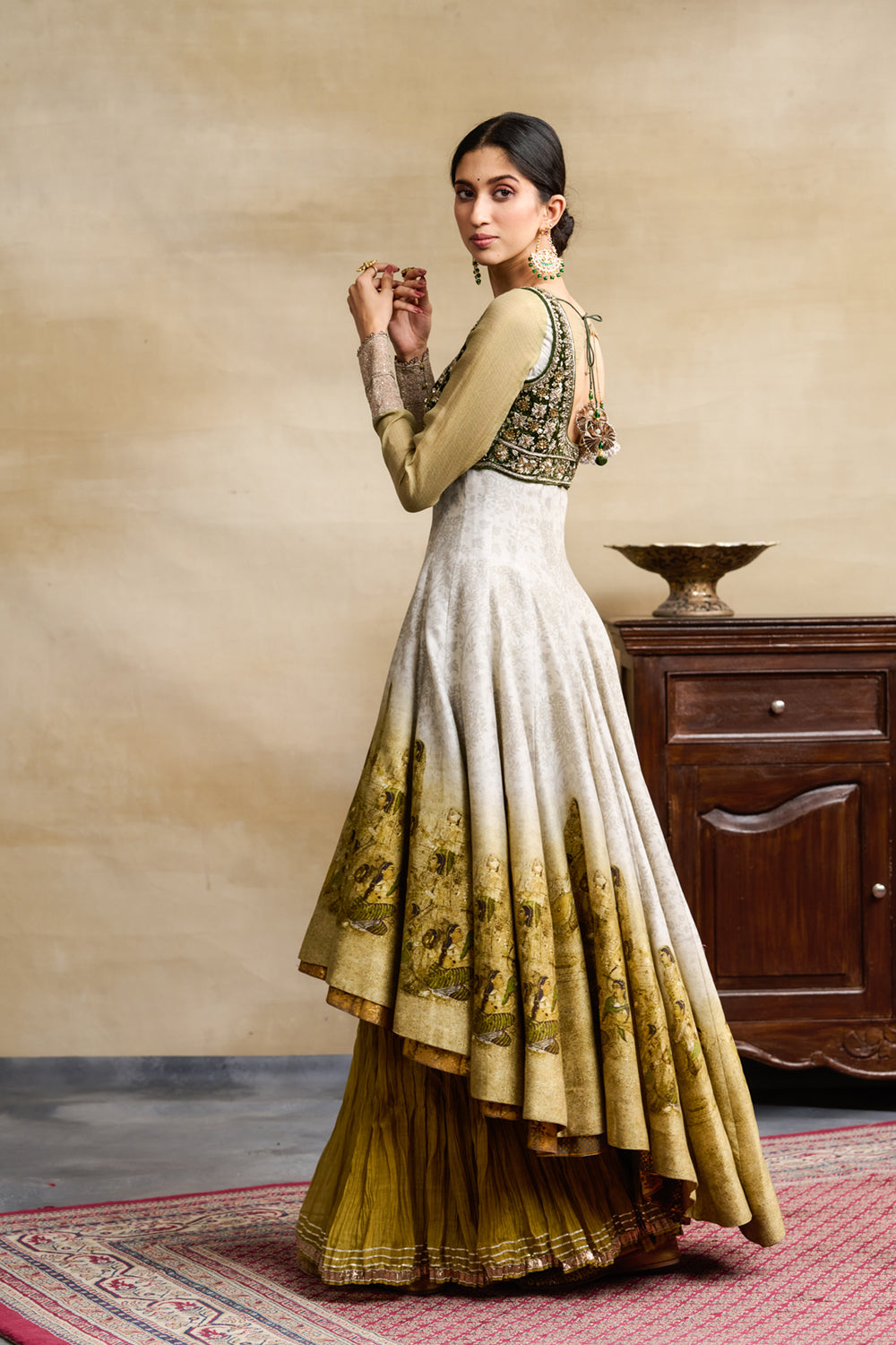 Mehendi Green Anarkali Set