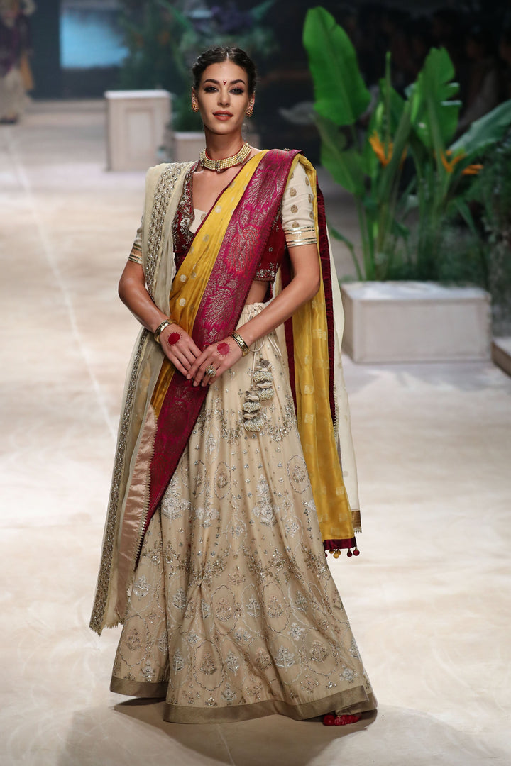 Chandan Silk Tissue Embroidered Lehenga