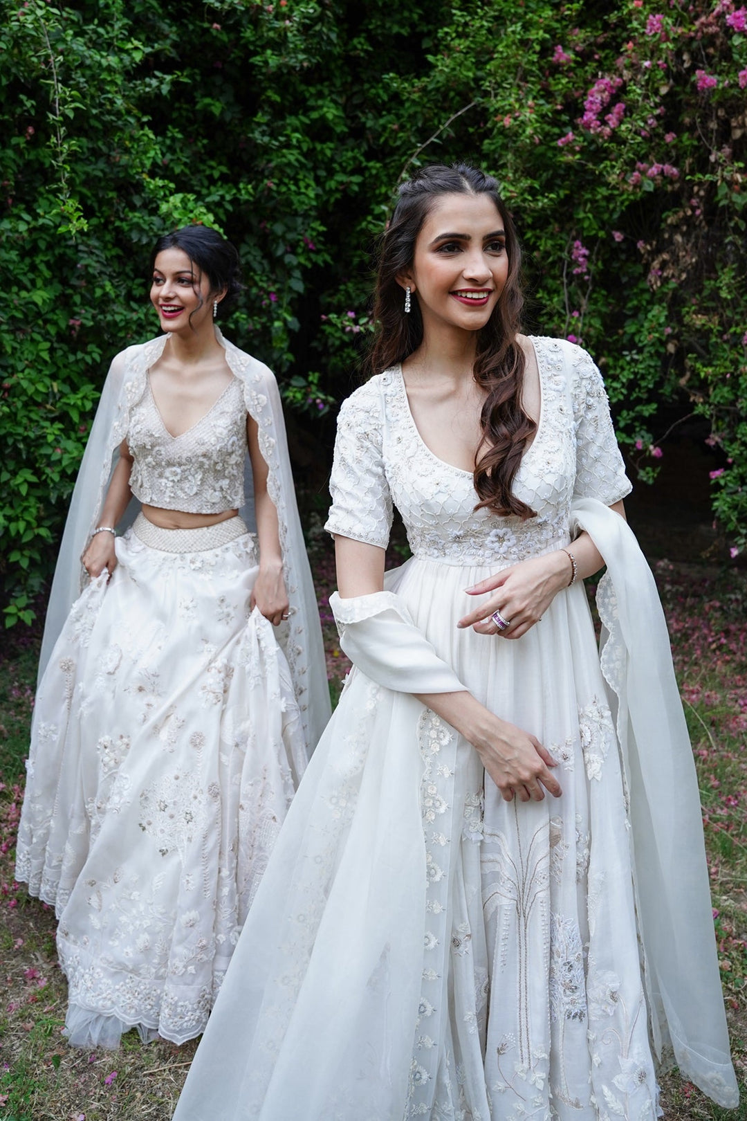 Ivory Embroidered Anarkali With Churidaar & Silk Organza Dupatta