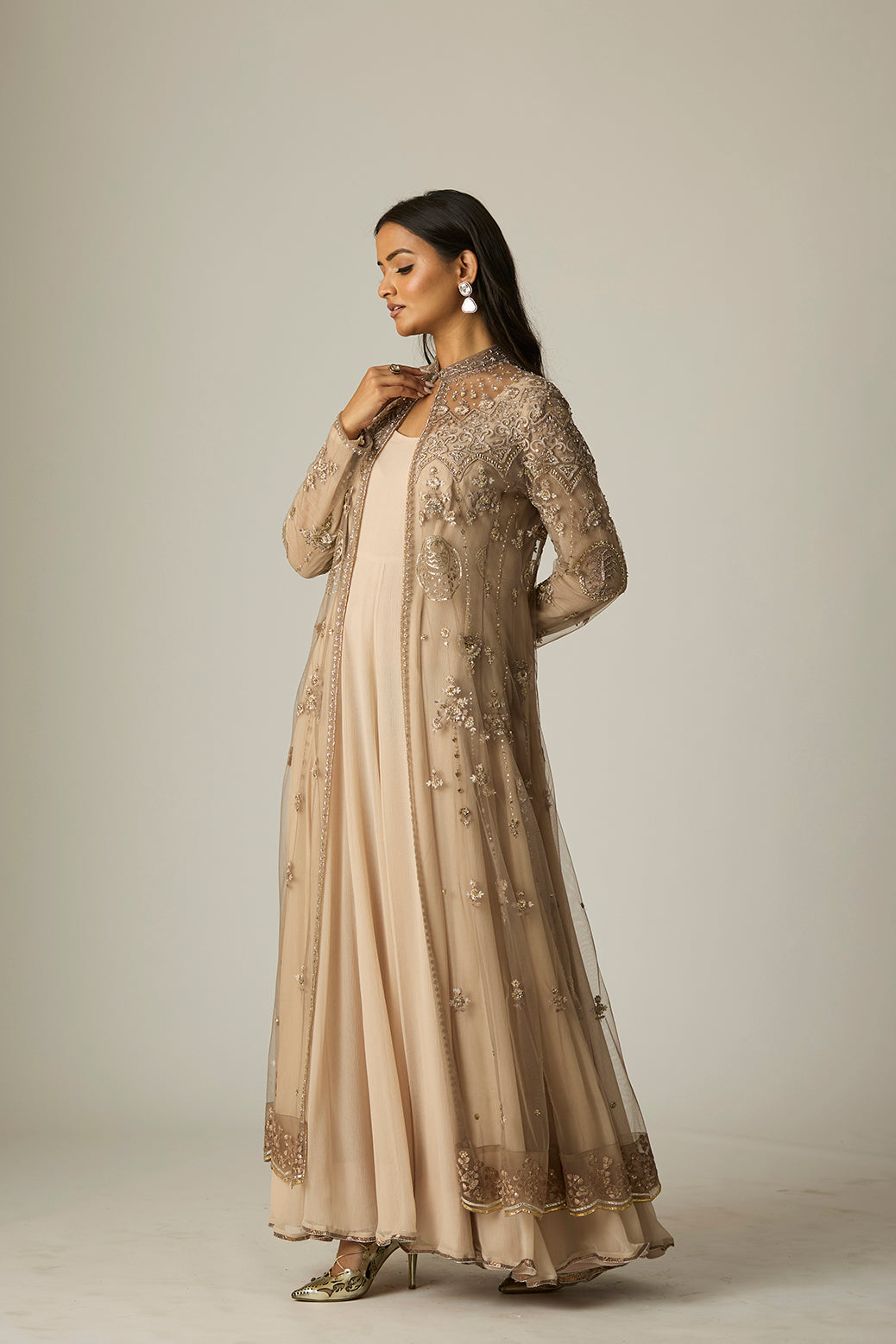 Toosh Chiffon & Tulle Embroidered Anarkali Set (2 PCS)