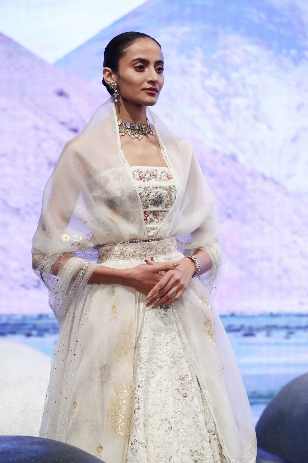 Ivory Embroidered Lehenga Set