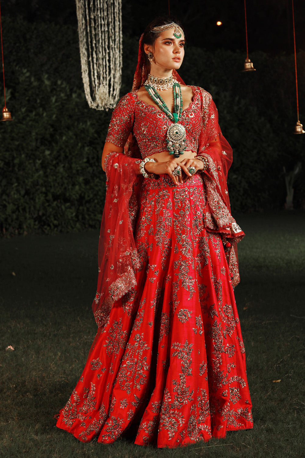 Royal & Exquisite Sindoori Red Embroidered Lehanga Set