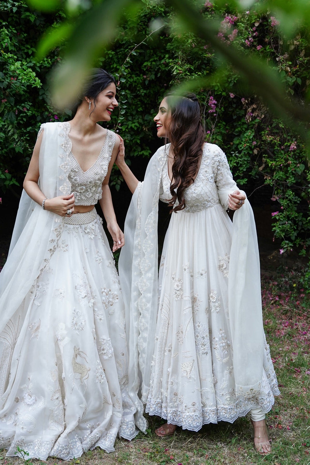 Ivory Embroidered Anarkali With Churidaar & Silk Organza Dupatta